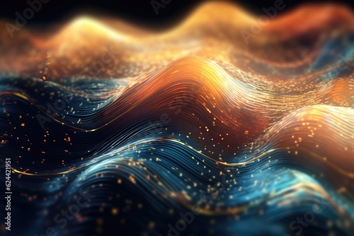 Wavy abstract shapes with glittering effect. AI Generative
