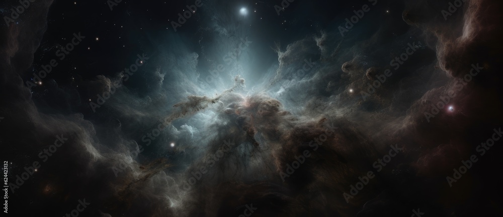Fototapeta premium nebula surrounded by stars, in the style of baroque sci-fi, hyperrealistic landscapes