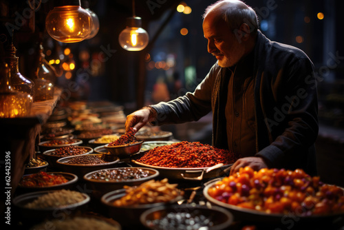 Istanbul s Spice Extravaganza. A Bustling Spice Market in Istanbul  Turkey. Aromatic Flavors AI Generative. 