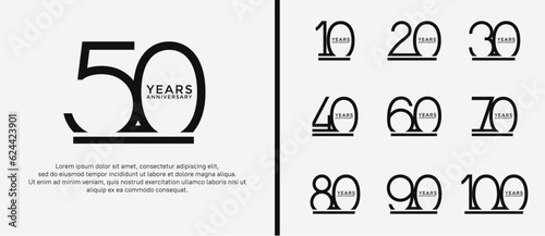 set of anniversary logo black color on white background for celebration moment