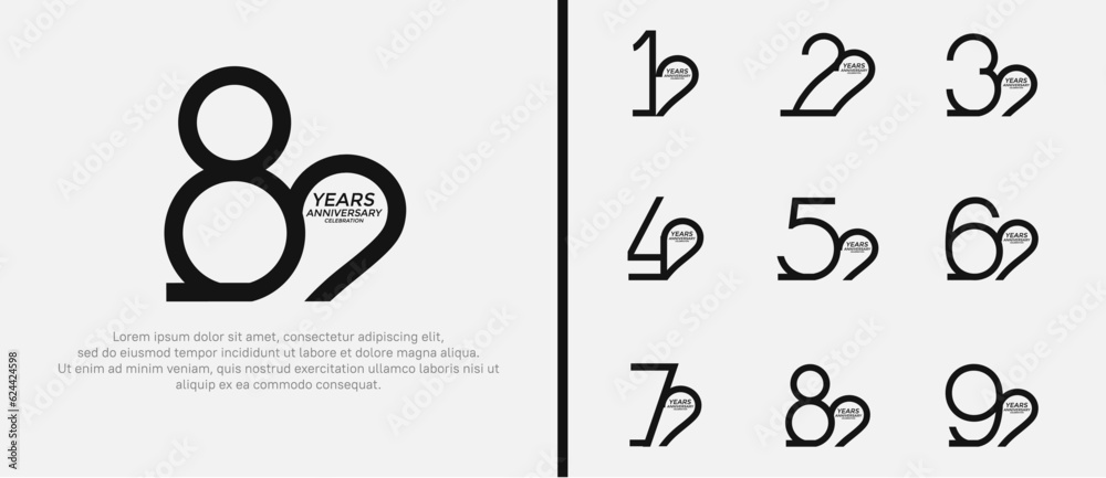 set of anniversary logo black color on white background for celebration moment set of anniversary logo black color on white background for celebration moment