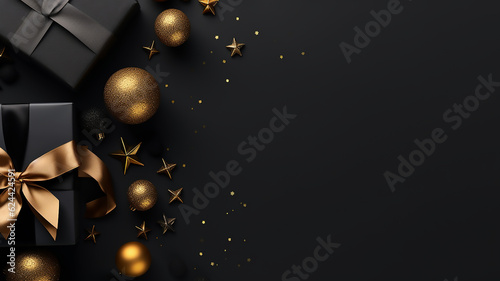Black Friday Sale background flat lay, top view, Blurry background, template, Bokeh, Copy Space, Generative AI