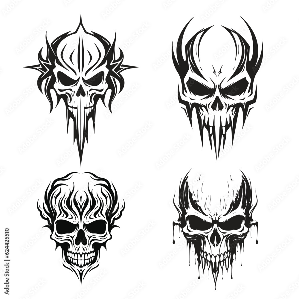 Obraz premium Set of Skull Logo Vector Illustration