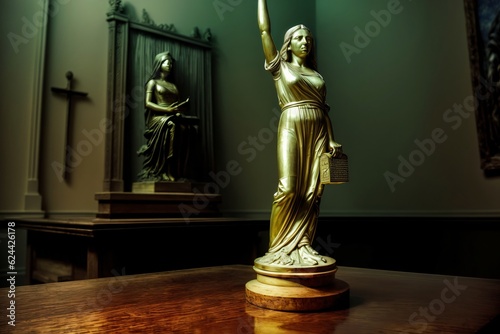 A Statue Of A Lady Justice Holding A Hammer photo