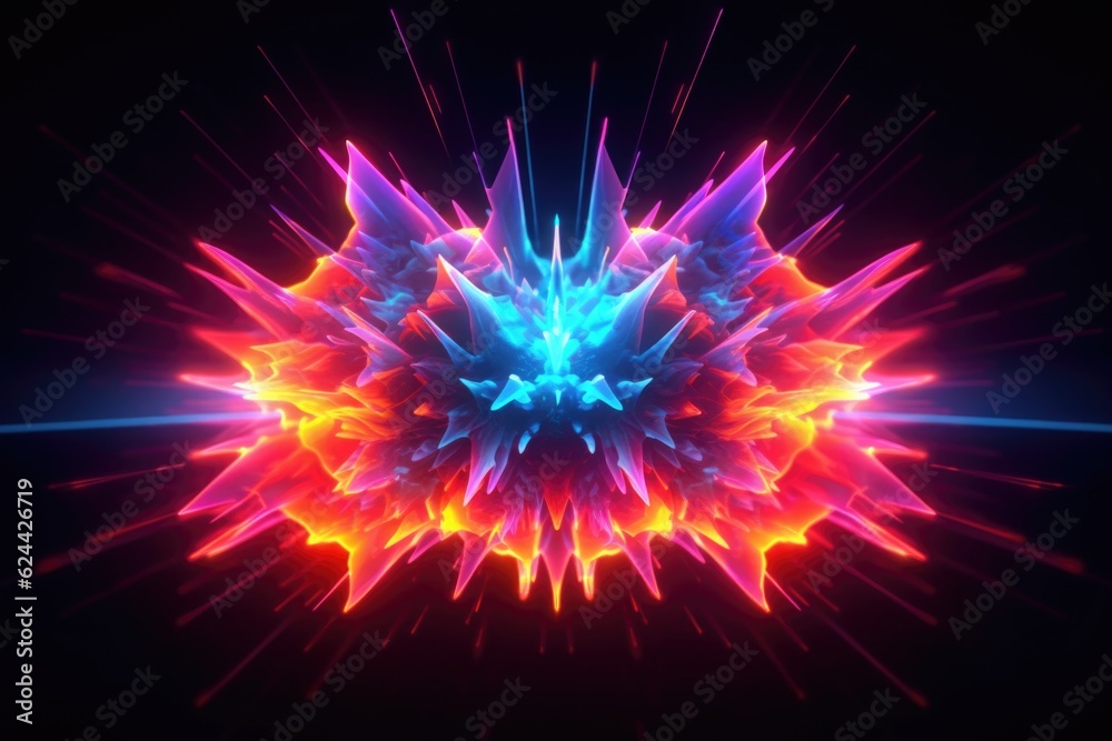 3d render of abstract neon light explosion, created with generative ai 3d render of abstract neon light explosion, created with generative ai