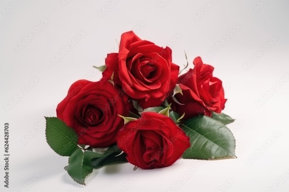 red rose bouquet on white background in retro style, created with generative ai red rose bouquet on white background in retro style, created with generative ai
