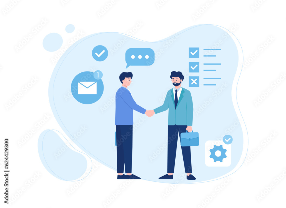 Approval contract concept flat illustration