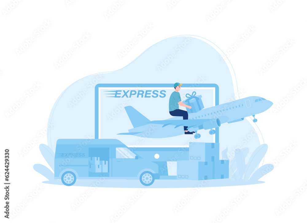 package delivery company concept flat illustration