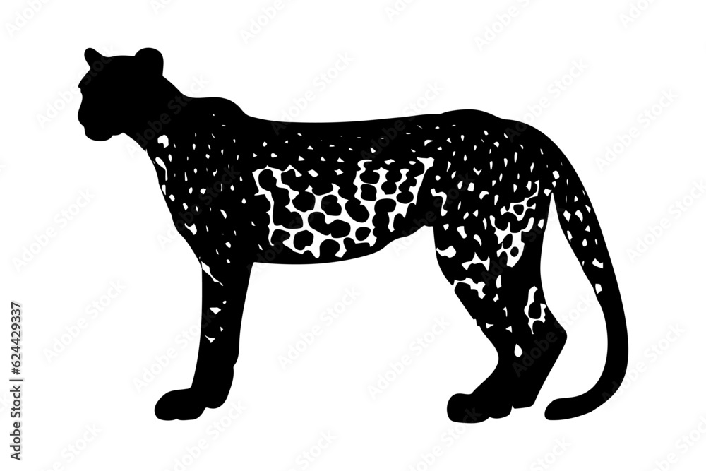 Leopard silhouette isolated on white background. Vector illustration