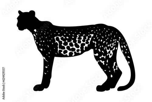 Leopard silhouette isolated on white background. Vector illustration