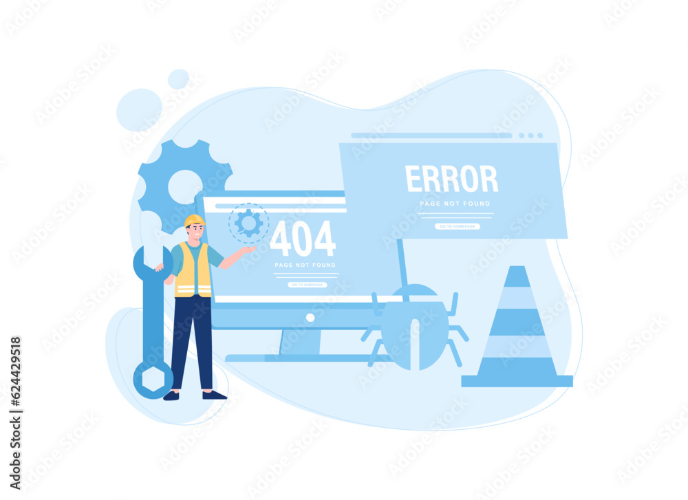 Fixed 404 errors concept flat illustration