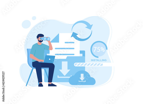 Activity install data concept flat illustration