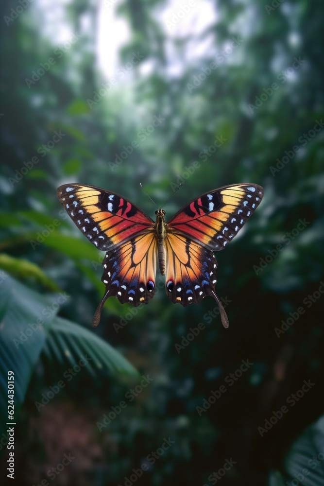 Fototapeta premium butterfly in flight with wings spread wide, created with generative ai