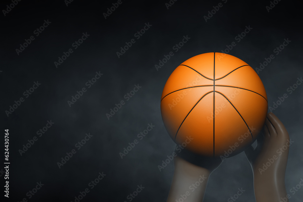 Basketball player on dark background 3d illustration