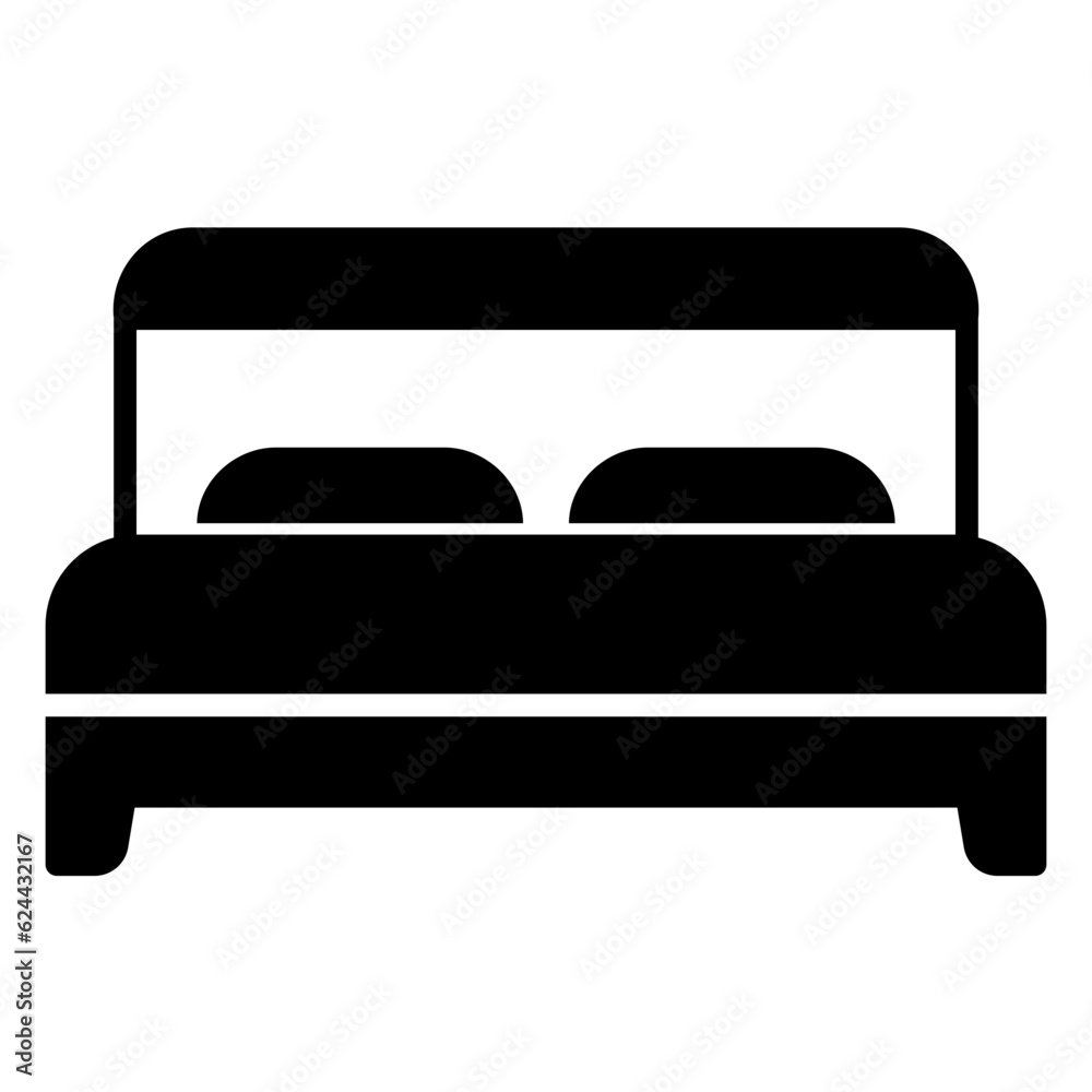 Icon of a bed for rest and a pair of pillows Icon of a bed for rest and a pair of pillows
