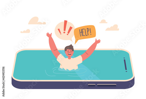 Child Drowning In The Smartphone Screen Refers To The Growing Concern Of Excessive Screen Time Negatively