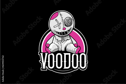 Voodoo doll vector logo template