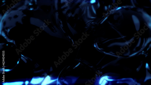 electrical blue shining transpicuous crystalline bulbs on black - abstract 3D illustration