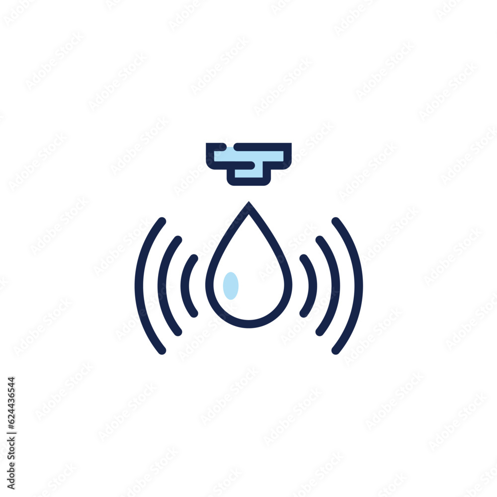 Water sensor vector icon. Water flow drop control sensor logo design isolated illustration.