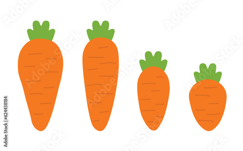 Cartoon carrot vector illustration cute icon. Isolated orange flat carrot fruit symbol logo.