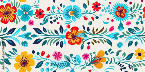 Flor Mexicano  Ethnic Embroidery Fiesta Mexican Embroidery Generative Ai Digital Illustration