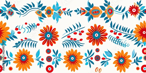 Folkloric Fiesta  Embroidered Floral Delights Mexican Embroidery Generative Ai Digital Illustration