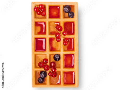 Belgian waffle with berries. isolated 