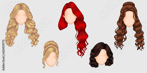 Beautiful woman hairstyle fashion for assortment, long hair, short hair, curly hair salon hairstyles and trendy haircut.