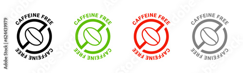 Caffeine free vector logo icon sign. Allergy decaffeinated coffee symbol health natural eco label. photo