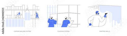 Facade works abstract concept vector illustrations.