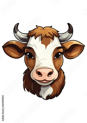 colorful cow vector, cow sticker, cow print for logo, editable, ready-to-print cow illustration