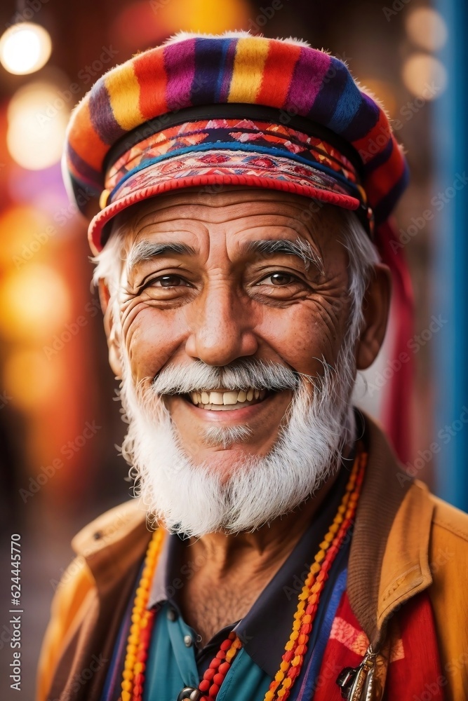 A Smiling Portrait of an Elderly Moroccan Man