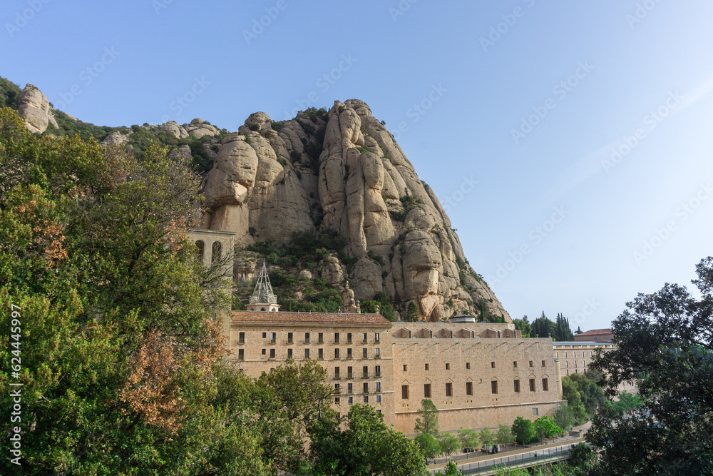 Mountain range of Montserrat, the most impressive sedimentary rocks in Barcelona, over Montserrat Monastery.