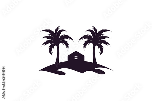 Palm logo vector with modern and creative house concept