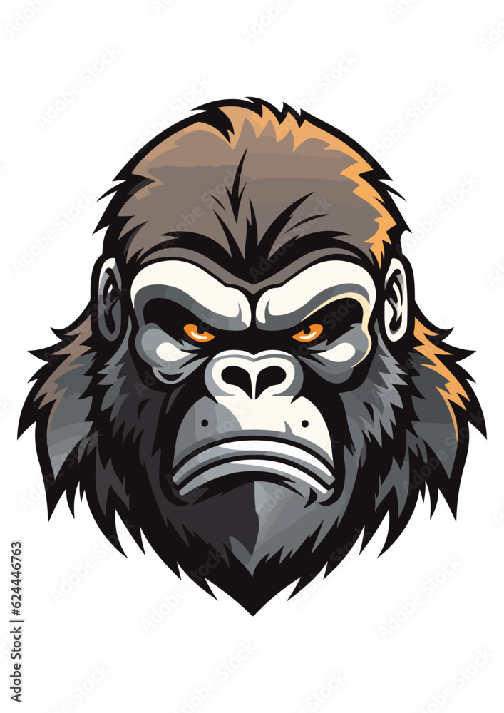vector gorilla print,gorilla sticker,animal prints,abstract gorilla vector,illustration drawing,print ready,editable