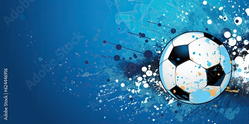  Blue Background with Spots  - This vector illustration showcases a stylish football ball graphic design on a blue background with spots Football Soccer Generative Ai Digital Illustration