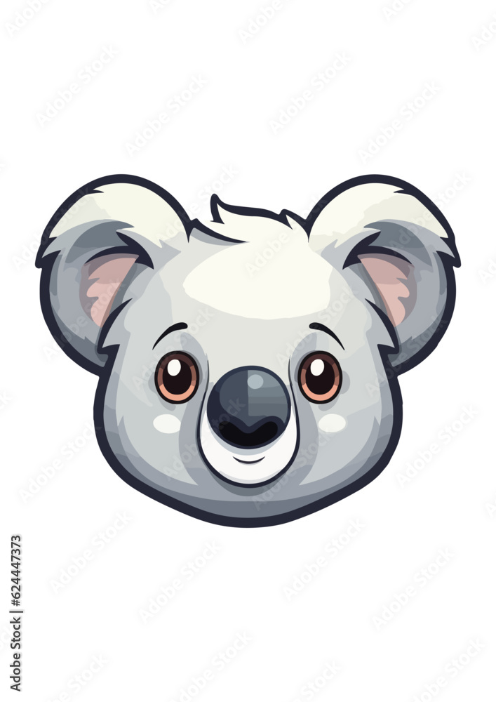 Fototapeta premium gray koala print,vector koala,simple drawing,koala sticker,editable vector,ready to print,exotic animal prints