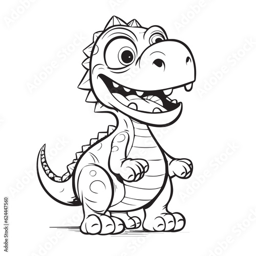 Dinosaur in doodle  cartoon style. 2d flat vector illustration in logo  icon style. Black and white