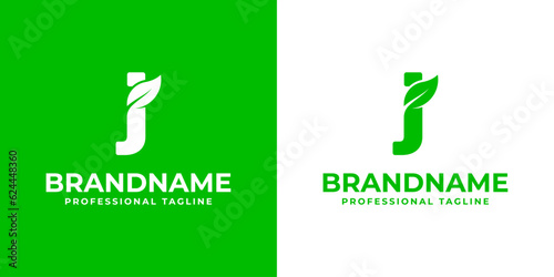Letter J Leaf Logo, suitable for business related to leaf, nature, plant, ecology, or environment with J initial.