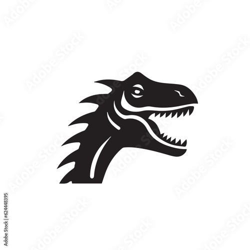 Dinosaur in doodle, cartoon style. 2d flat vector illustration in logo, icon style. Black and white