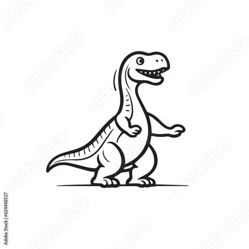 Dinosaur in doodle  cartoon style. 2d flat vector illustration in logo  icon style. Black and white