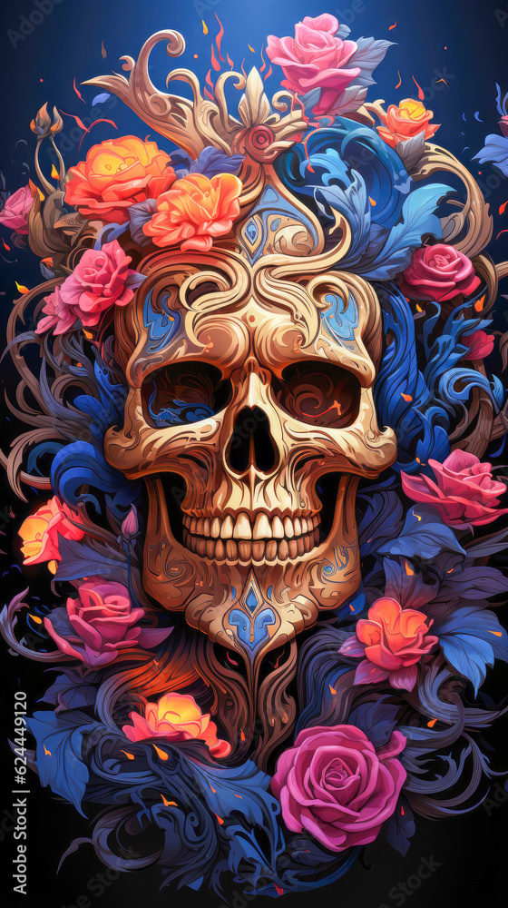 Bold and Vibrant Skull Art with Eye-Catching Details and Patterns Bold and Vibrant Skull Art with Eye-Catching Details and Patterns
