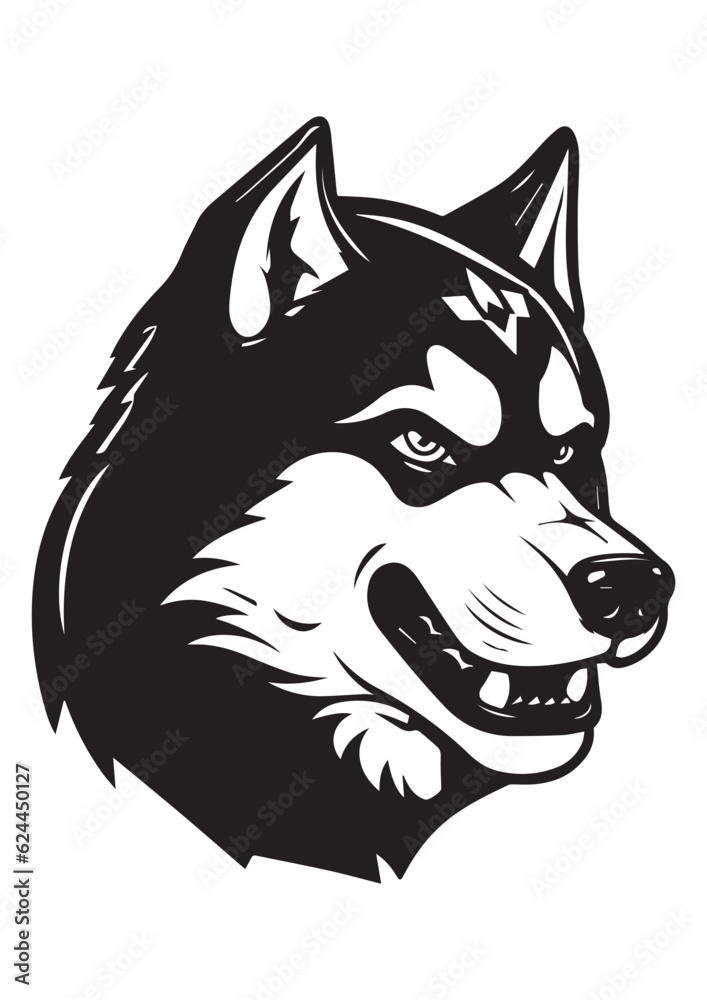 black and white wolfhound print, vector wolfhound, wolfhound drawing, black and white, eps file fully editable, printable