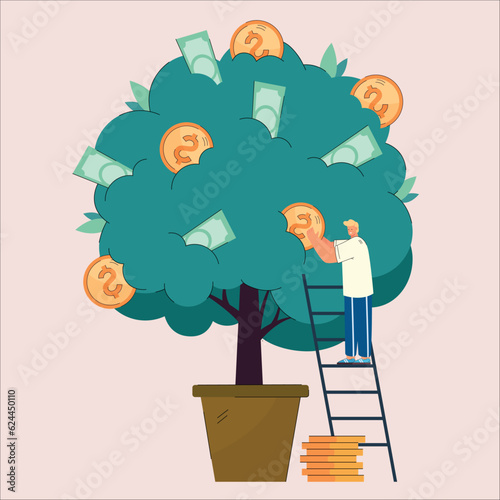 Investment or saving growth, growing wealth, financial and banking forecast, earning profit or grow income or mutual fund return concept.