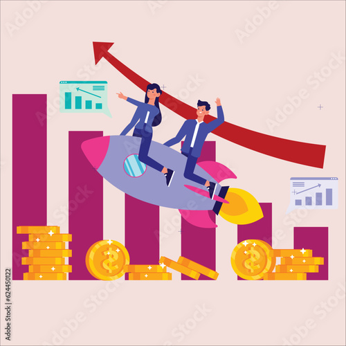 Investment or saving growth, growing wealth, financial and banking forecast, earning profit or grow income or mutual fund return concept.