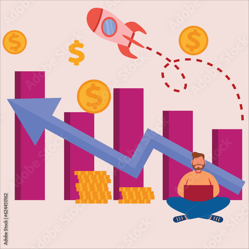 Investment or saving growth, growing wealth, financial and banking forecast, earning profit or grow income or mutual fund return concept.