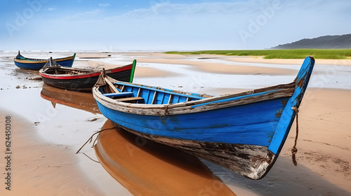 Wallpaper Mural The beach and fishing boats, Generative AI Torontodigital.ca