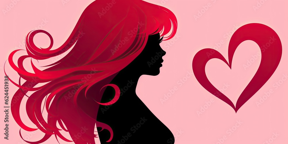 Silhouette Woman with Love in Her Heart