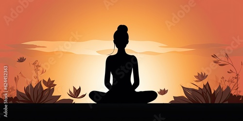 Lotus Position Shape" - This illustration showcases the silhouette of a person in a lotus position, representing the practice of yoga and s Doctor Silhouette Generative Ai Digital Illustration