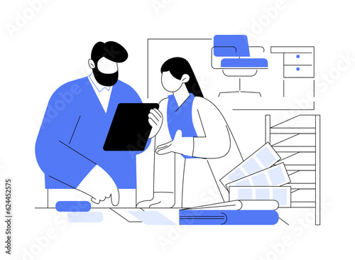 Office furniture dealer abstract concept vector illustration.